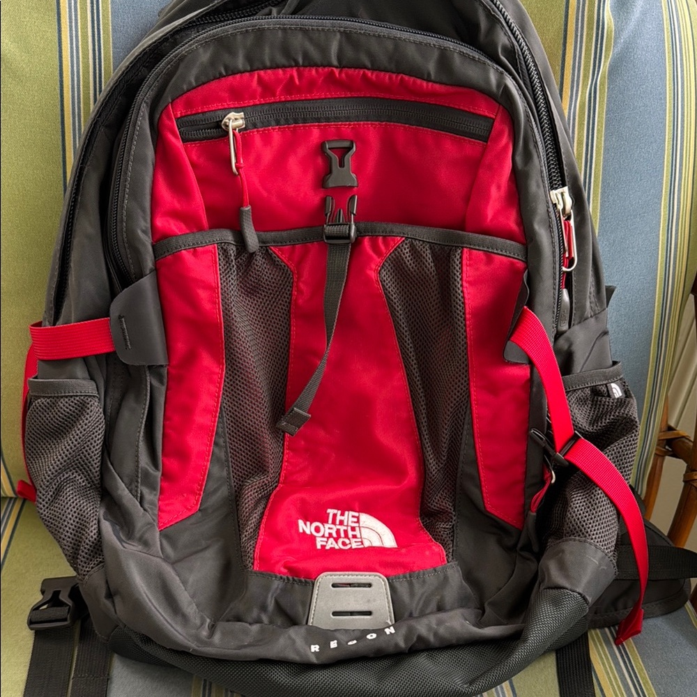 The North Face Red and Black Backpack for Everyday Use